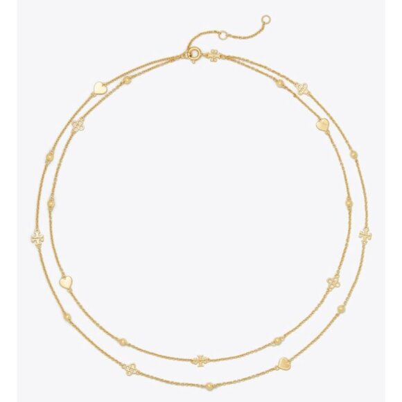 Beautiful Tory Burch Gold Layered Kira Linear Necklace and Earring Set - Picture 3 of 8